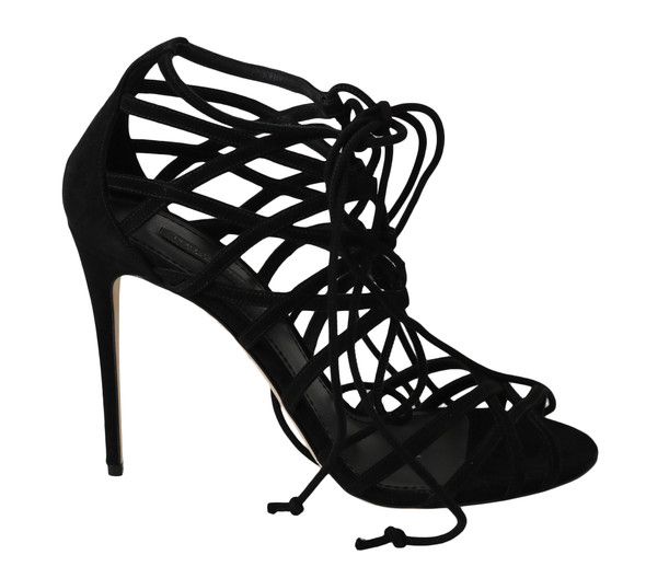 Black Suede Strap Stilettos Sandals Black Suede Strap Stilettos Sandals