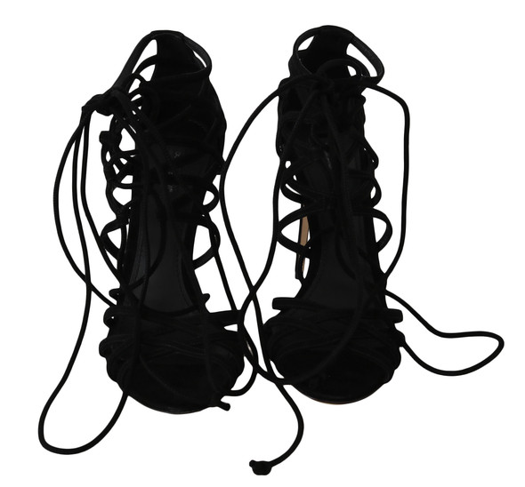 Black Suede Strap Stilettos Sandals Black Suede Strap Stilettos Sandals