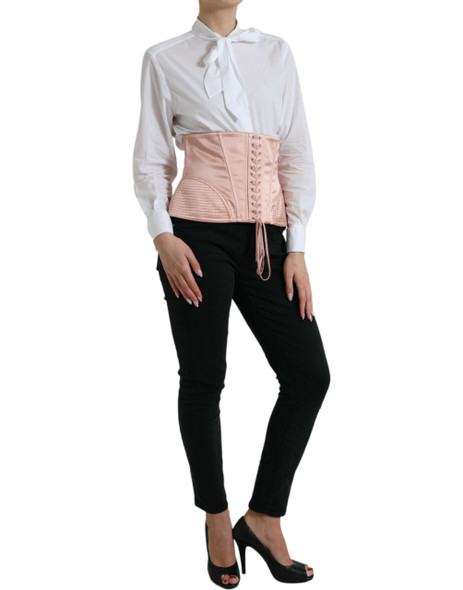 Dolce & Gabbana Pink Silk Stretch Belt Waist Strap Corset Top Dolce & Gabbana Pink Silk Stretch Belt Waist Strap Corset Top