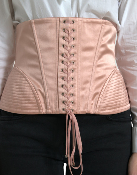 Dolce & Gabbana Pink Silk Stretch Belt Waist Strap Corset Top Dolce & Gabbana Pink Silk Stretch Belt Waist Strap Corset Top