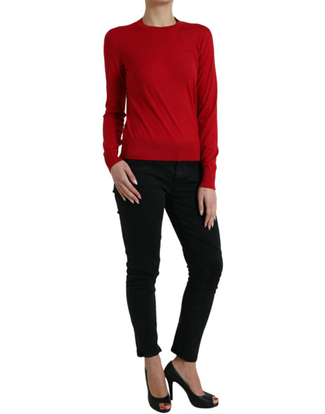 Dolce & Gabbana Red Wool Knitted Crew Neck Pullover Sweater Dolce & Gabbana Red Wool Knitted Crew Neck Pullover Sweater