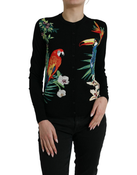 Black Bird Wool Long Sleeve Cardigan Sweater Black Bird Wool Long Sleeve Cardigan Sweater