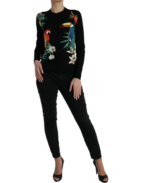 Black Bird Wool Long Sleeve Cardigan Sweater Black Bird Wool Long Sleeve Cardigan Sweater