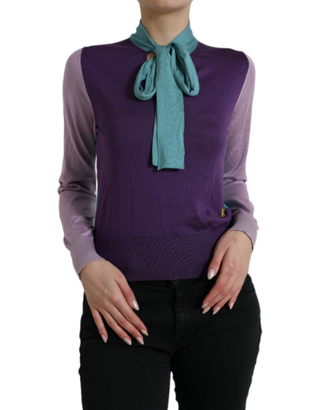Multicolor Bow Fastening Pullover Sweater Multicolor Bow Fastening Pullover Sweater
