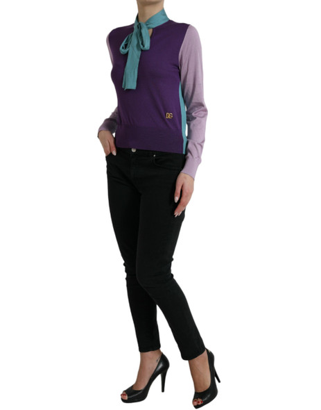 Multicolor Bow Fastening Pullover Sweater Multicolor Bow Fastening Pullover Sweater
