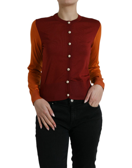 Multicolor Silk Crewneck Cardigan Sweater Multicolor Silk Crewneck Cardigan Sweater