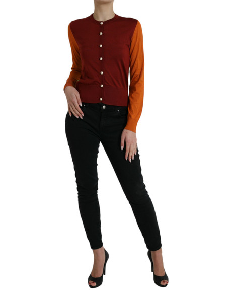 Multicolor Silk Crewneck Cardigan Sweater Multicolor Silk Crewneck Cardigan Sweater