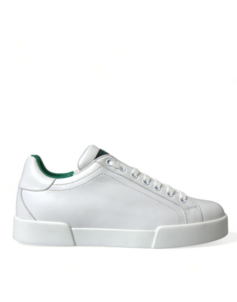 Dolce & Gabbana White Green Leather Portofino Sneakers Shoes Dolce & Gabbana White Green Leather Portofino Sneakers Shoes
