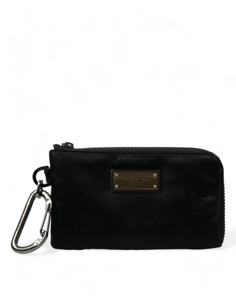 Dolce & Gabbana Black Nylon Logo Plaque Keyring Pouch Clutch Bag BAG1327 Dolce & Gabbana Black Nylon Logo Plaque Keyring Pouch Clutch Bag BAG1327