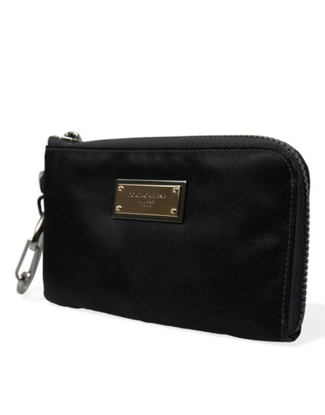 Dolce & Gabbana Black Nylon Logo Plaque Keyring Pouch Clutch Bag BAG1327 Dolce & Gabbana Black Nylon Logo Plaque Keyring Pouch Clutch Bag BAG1327