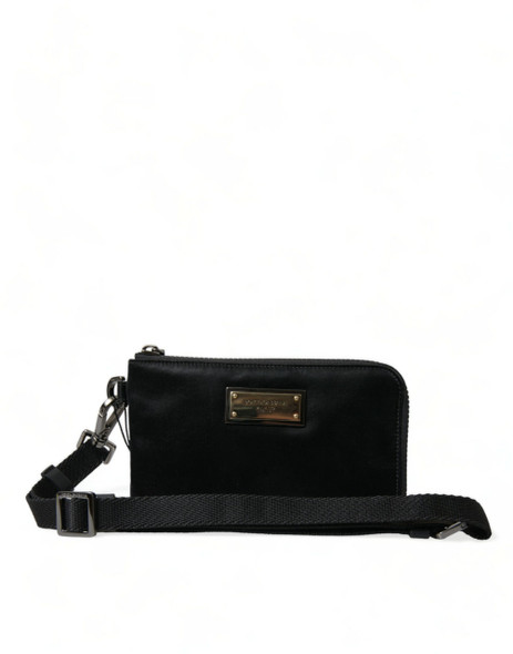 Black Nylon Logo Plaque Keyring Pouch Clutch Bag BAG1350 Black Nylon Logo Plaque Keyring Pouch Clutch Bag BAG1350