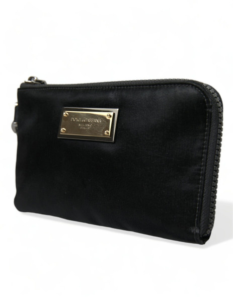 Black Nylon Logo Plaque Keyring Pouch Clutch Bag BAG1350 Black Nylon Logo Plaque Keyring Pouch Clutch Bag BAG1350
