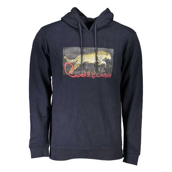 Cavalli Class Blue Cotton Men Sweater CA-26730 Cavalli Class Blue Cotton Men Sweater CA-26730