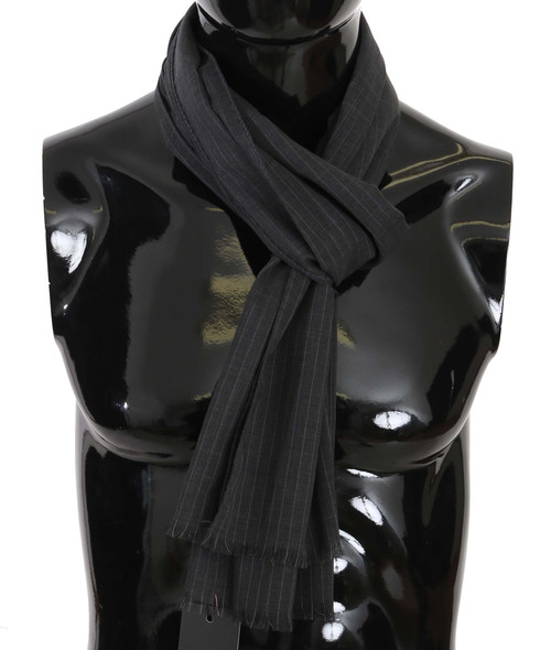 Dolce & Gabbana Gray 100% Wool Striped Pattern Wrap Scarf Dolce & Gabbana Gray 100% Wool Striped Pattern Wrap Scarf