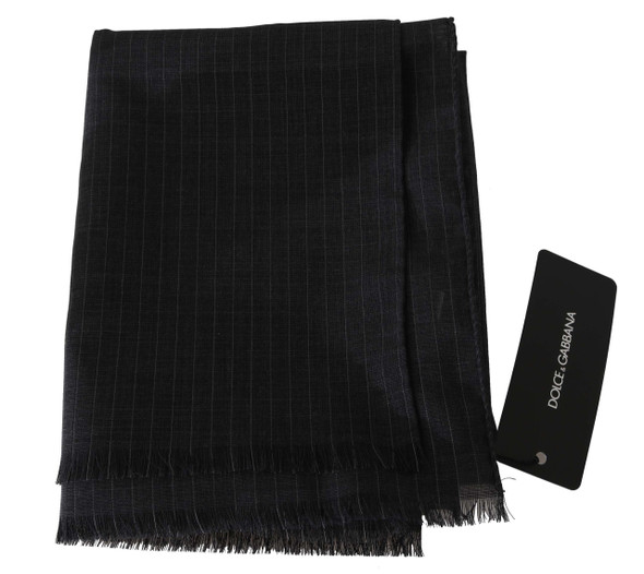 Gray 100% Wool Striped Pattern Wrap Scarf Gray 100% Wool Striped Pattern Wrap Scarf