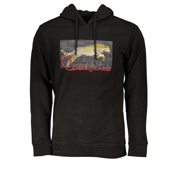 Cavalli Class Black Cotton Men Sweater CA-26756 Cavalli Class Black Cotton Men Sweater CA-26756