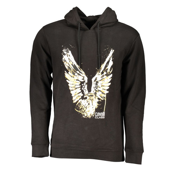 Cavalli Class Black Cotton Men Sweater CA-26778 Cavalli Class Black Cotton Men Sweater CA-26778