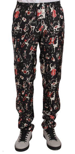 Red Musical Instrument Print Sleepwear Pants Red Musical Instrument Print Sleepwear Pants