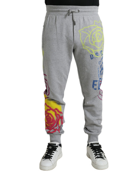 Gray Cotton Graffiti Sweatpants Jogger Pants Gray Cotton Graffiti Sweatpants Jogger Pants