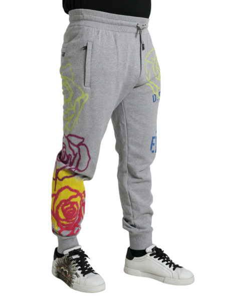 Gray Cotton Graffiti Sweatpants Jogger Pants Gray Cotton Graffiti Sweatpants Jogger Pants