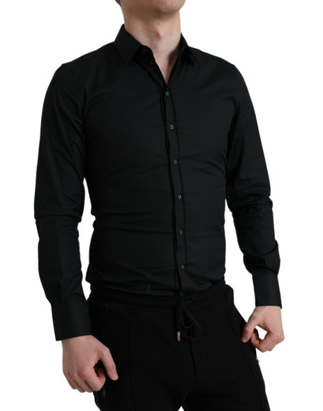 Black Cotton Stretch Slim Formal Dress Shirt Black Cotton Stretch Slim Formal Dress Shirt