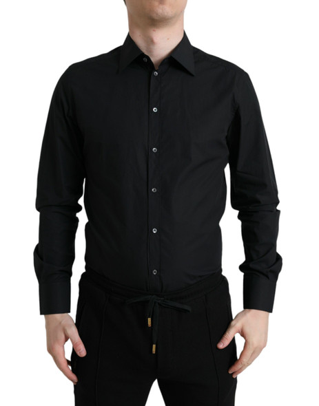 Dolce & Gabbana Black Cotton Men Formal GOLD Dress Shirt Dolce & Gabbana Black Cotton Men Formal GOLD Dress Shirt