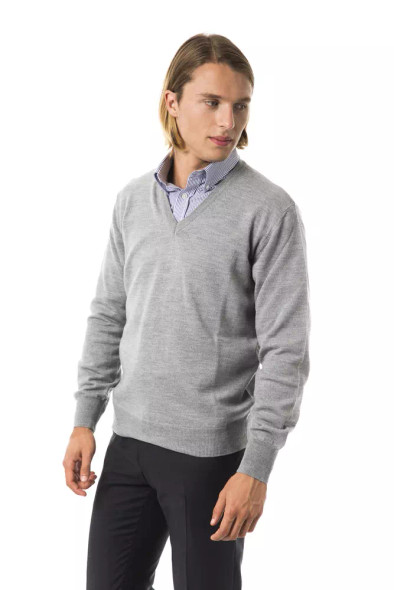 Uominitaliani Gray Wool Men Sweater Uominitaliani Gray Wool Men Sweater