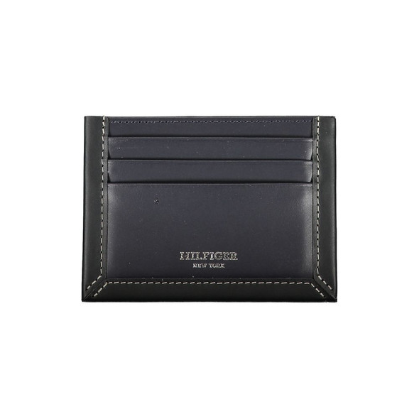 Sleek Blue Leather Card Holder with Contrast Detail Sleek Blue Leather Card Holder with Contrast Detail