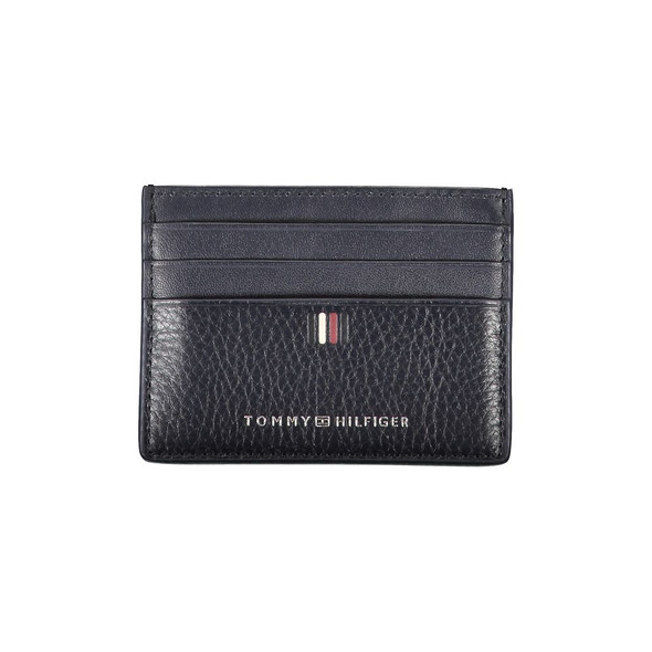 Sleek Blue Leather Card Holder with Contrast Details Sleek Blue Leather Card Holder with Contrast Details
