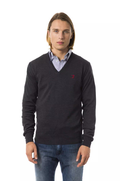 Gray Merino Wool Men Sweater UO-7824 Gray Merino Wool Men Sweater UO-7824