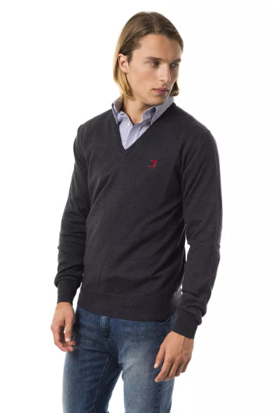 Gray Merino Wool Men Sweater UO-7824 Gray Merino Wool Men Sweater UO-7824