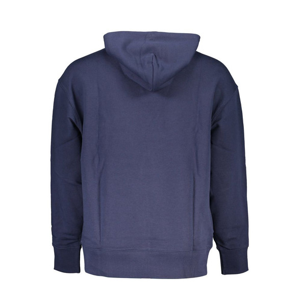 Chic Blue Hooded Sweatshirt with Logo Detail Chic Blue Hooded Sweatshirt with Logo Detail