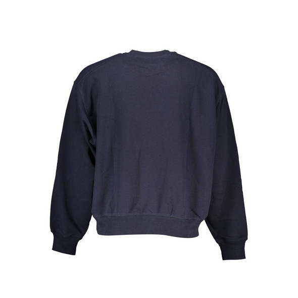 Chic Blue Crew Neck Sweater with Logo Detail Chic Blue Crew Neck Sweater with Logo Detail
