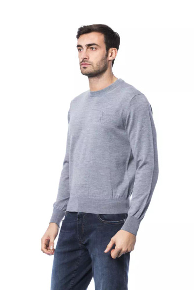 Gray Merino Wool Men Sweater BI-10484 Gray Merino Wool Men Sweater BI-10484