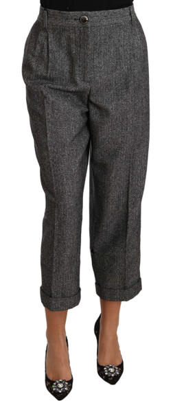 Gray Wool Pleated Cropped Trouser Pants Gray Wool Pleated Cropped Trouser Pants