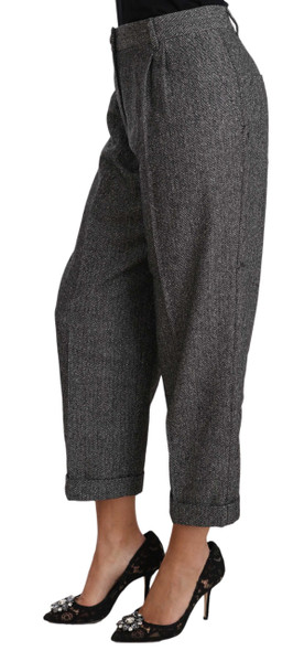 Dolce & Gabbana Gray Wool Pleated Cropped Trouser Pants Dolce & Gabbana Gray Wool Pleated Cropped Trouser Pants
