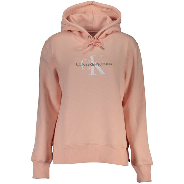 Chic Pink Fleece Hooded Sweatshirt with Logo Embroidery Chic Pink Fleece Hooded Sweatshirt with Logo Embroidery
