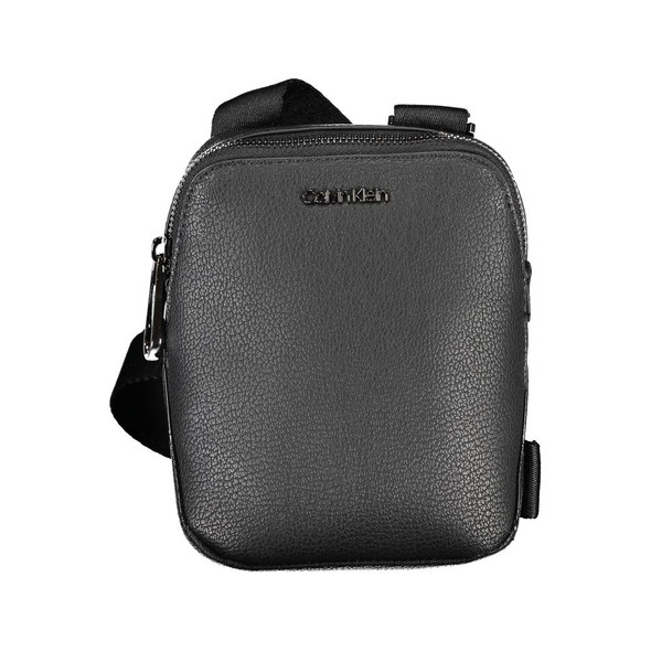 Sleek Black Shoulder Bag with Logo Detail CA-26220 Sleek Black Shoulder Bag with Logo Detail CA-26220