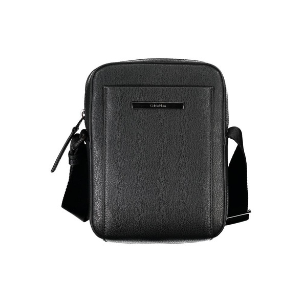 Sleek Black Shoulder Bag with Logo Detail CA-27464 Sleek Black Shoulder Bag with Logo Detail CA-27464
