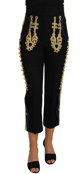 Dolce & Gabbana Military Embellished Pants Black Gold Dress Pant Dolce & Gabbana Military Embellished Pants Black Gold Dress Pant
