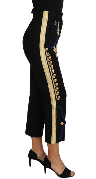 Dolce & Gabbana Military Embellished Pants Black Gold Dress Pant Dolce & Gabbana Military Embellished Pants Black Gold Dress Pant