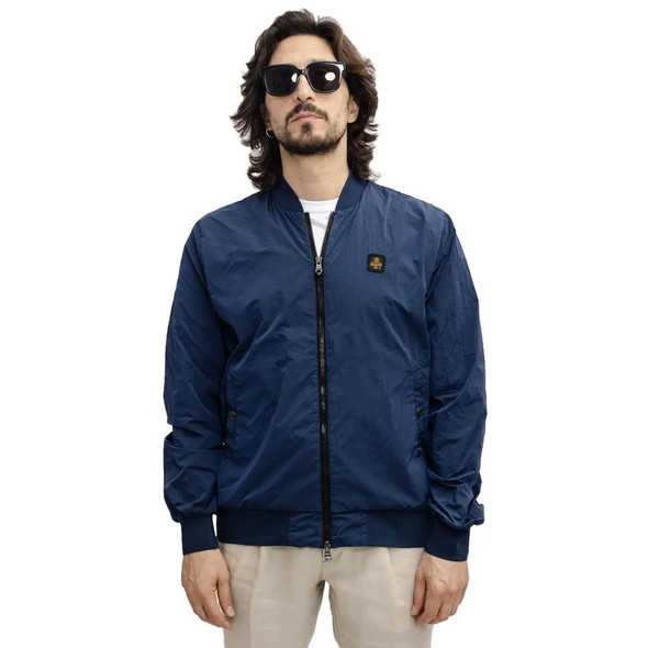 Elevated Casual Blue Bomber Jacket Elevated Casual Blue Bomber Jacket