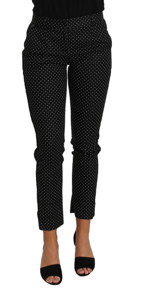 Dolce & Gabbana Black Dress Polka Dot Cropped Straight Pants Dolce & Gabbana Black Dress Polka Dot Cropped Straight Pants