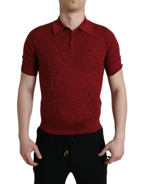 Maroon Collared Short Sleeve Silk T-shirt TSH85147 Maroon Collared Short Sleeve Silk T-shirt TSH85147