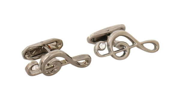 Silver Brass Tremble Clef Crystal Cufflinks Silver Brass Tremble Clef Crystal Cufflinks