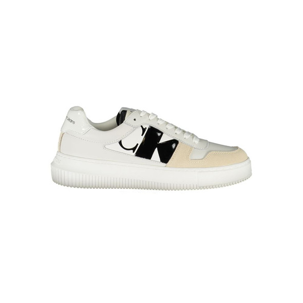 Elegant White Lace-Up Sneakers with Contrast Detail Elegant White Lace-Up Sneakers with Contrast Detail