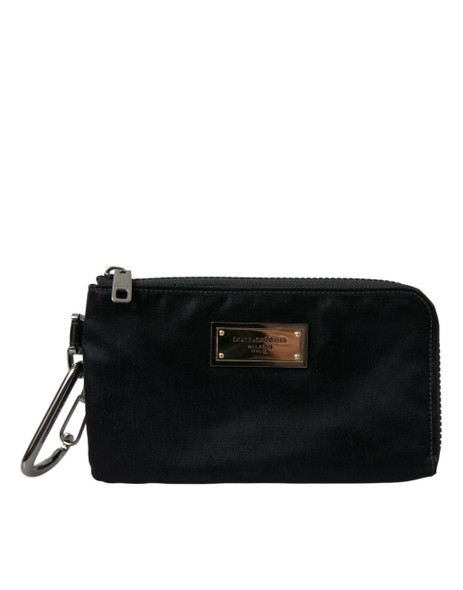 Dolce & Gabbana Black Nylon Logo Plaque Keyring Pouch Clutch Bags Dolce & Gabbana Black Nylon Logo Plaque Keyring Pouch Clutch Bags