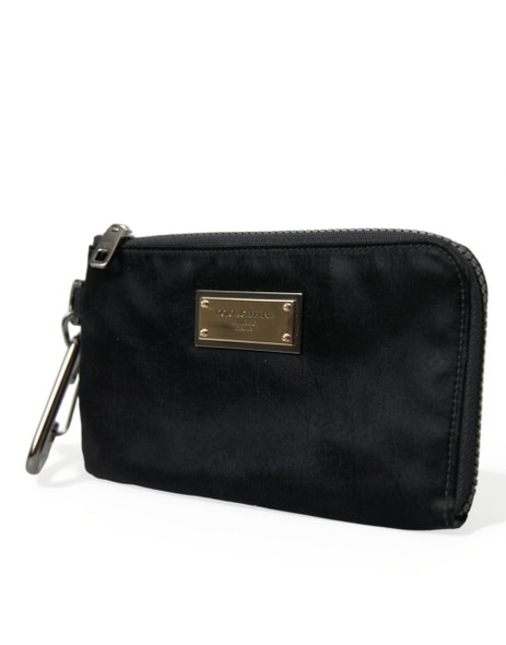 Dolce & Gabbana Black Nylon Logo Plaque Keyring Pouch Clutch Bags Dolce & Gabbana Black Nylon Logo Plaque Keyring Pouch Clutch Bags