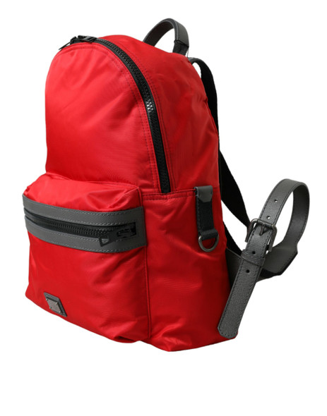 Red Nylon Leather DG Logo School Backpack Bag Red Nylon Leather DG Logo School Backpack Bag
