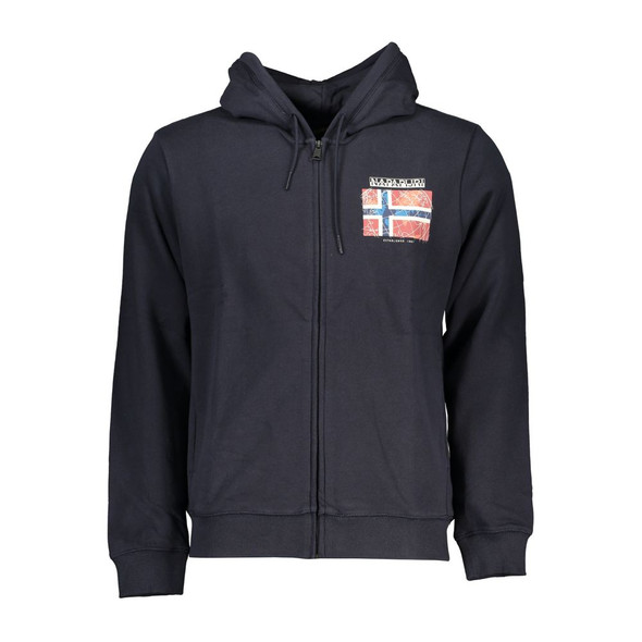 Blue Cotton Hooded Sweater with Logo Blue Cotton Hooded Sweater with Logo